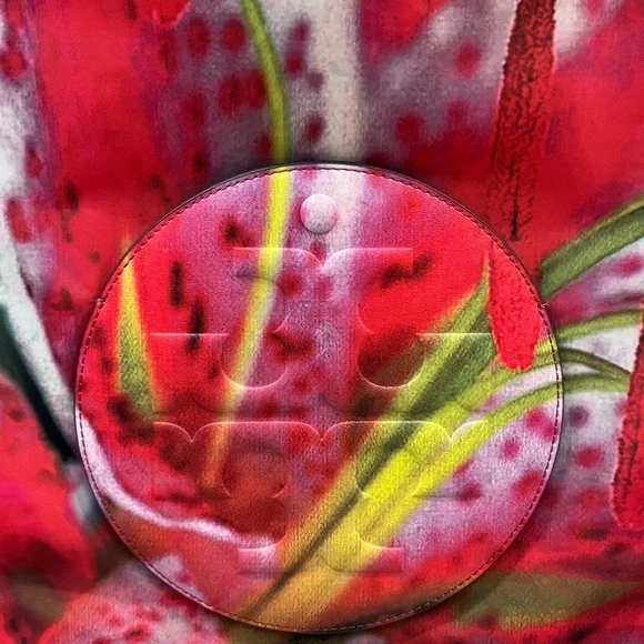 Tory Burch Floral Red Ella Tote Bag - Picture 2 of 5